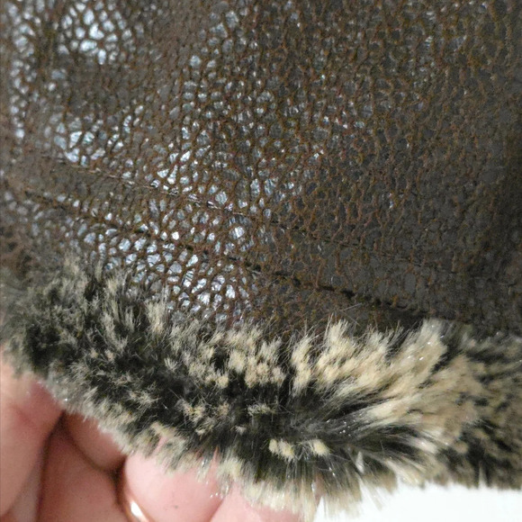CLEO Brown Faux Leather Suede Jacket, Buttery Soft Faux Fur Lining & Cuffs, XS - Picture 12 of 16
